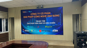 Hệ thống màn hình ghép 3x3 EWIN BP55L vết ghép 0.88mm tại phòng họp Công ty Thủy điện Thác Mơ, do LightJSC triển khai